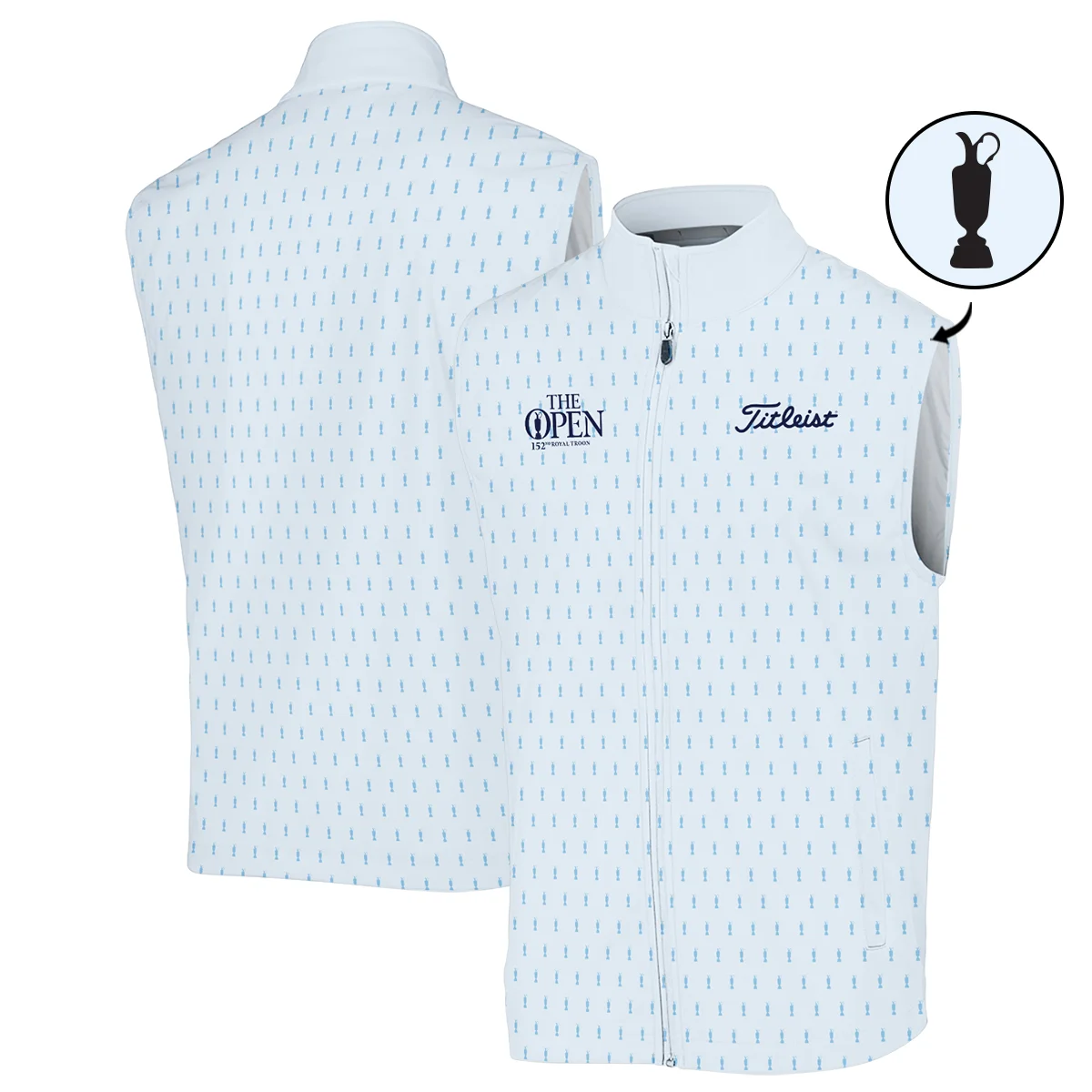 Golf Sport Light Blue Pattern Cup 152nd Open Championship Titleist Zipper Hoodie Shirt All Over Prints QTTOP160624A01TLZHD