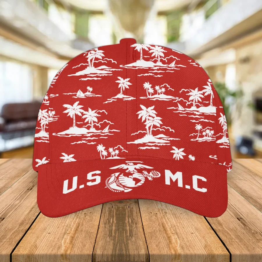 Hawaii Pattern Summer Beach Style U.S. Marine Corps Classic All over Print Cap