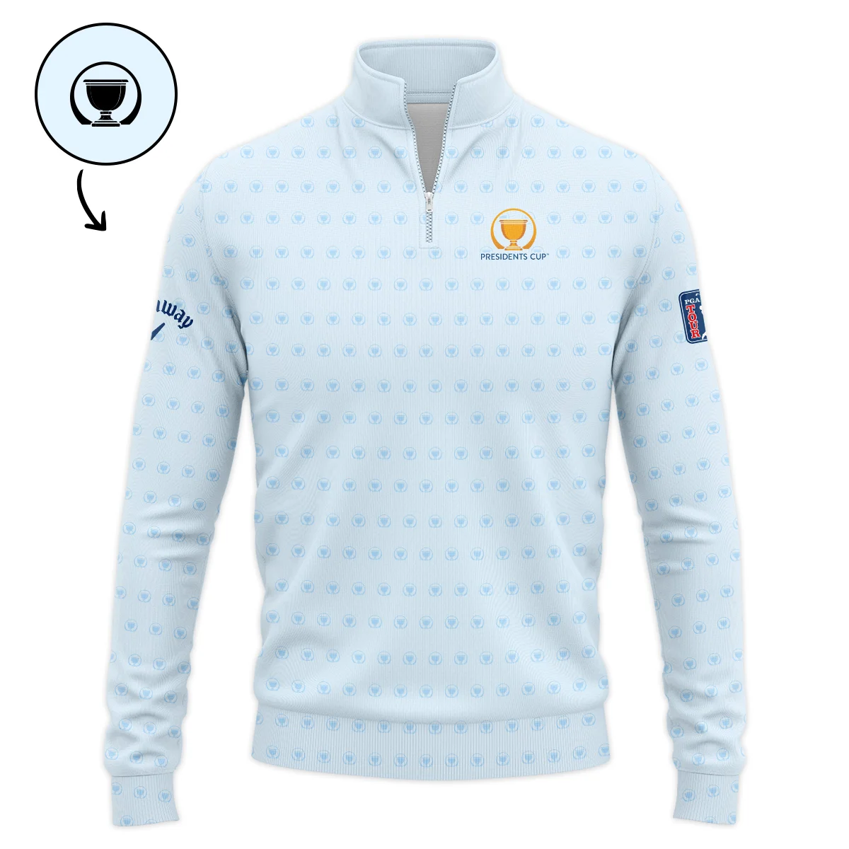 Presidents Cup Light Blue Golf Purple Patern Background Callaway Quarter-Zip Jacket Style Classic