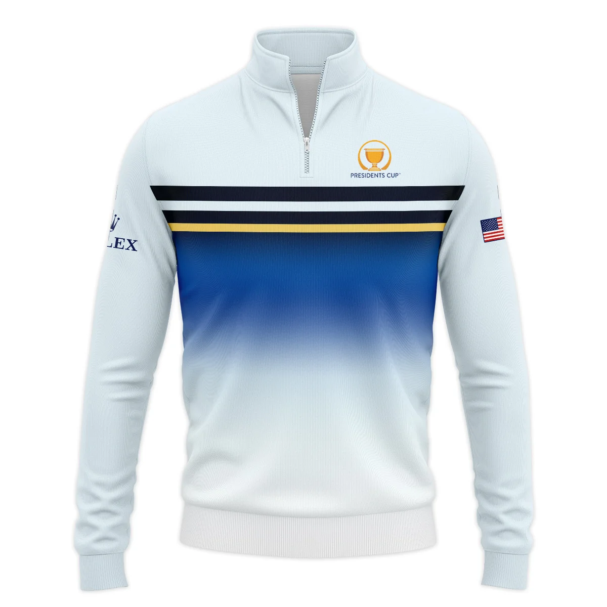 Presidents Cup Golf Light Blue Black Yellow Line Pattern Rolex Performance Quarter Zip Sweatshirt With Pockets All Over Prints HOPDC240624A01ROXTS