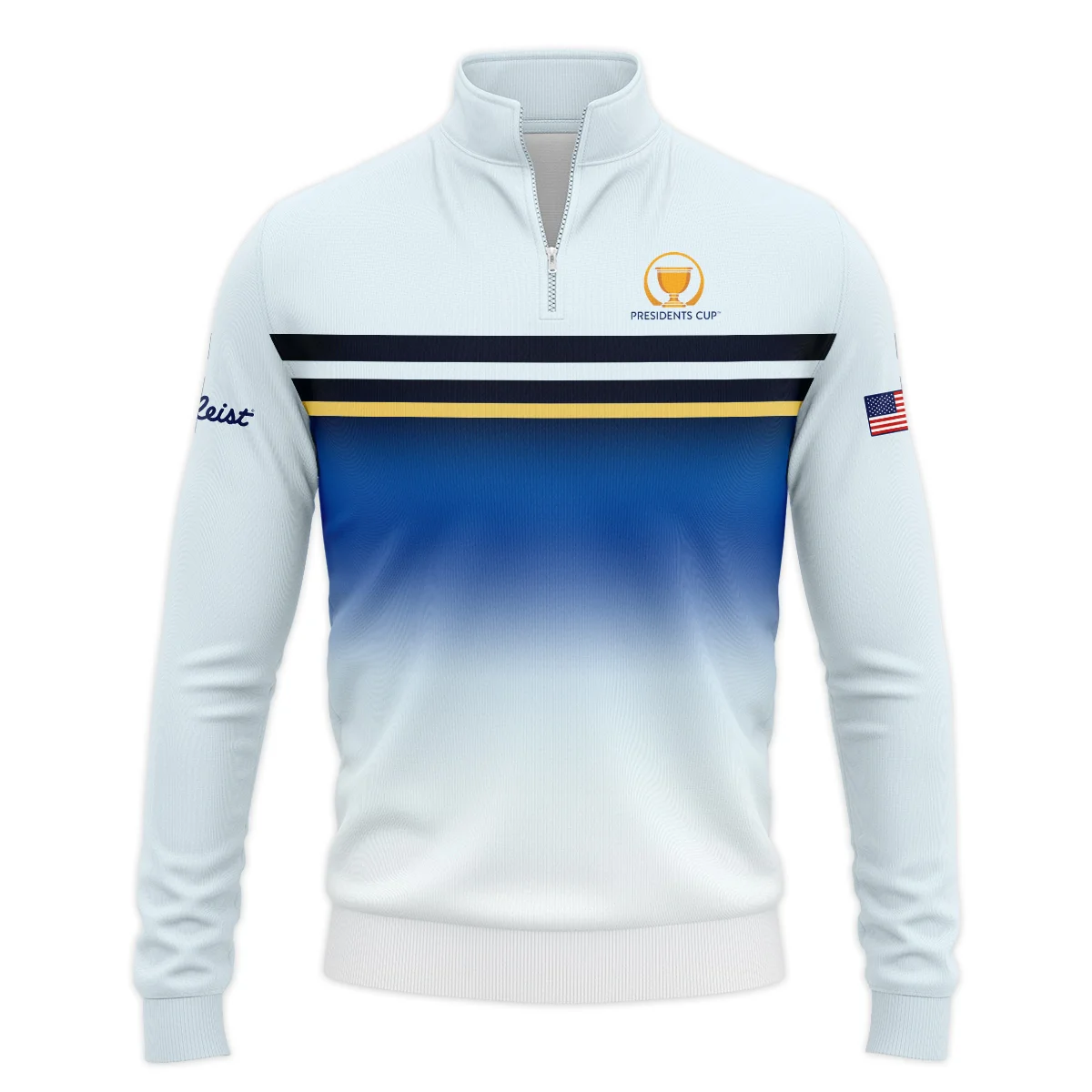 Presidents Cup Golf Light Blue Black Yellow Line Pattern Titleist Performance Quarter Zip Sweatshirt With Pockets All Over Prints HOPDC240624A01TLTS