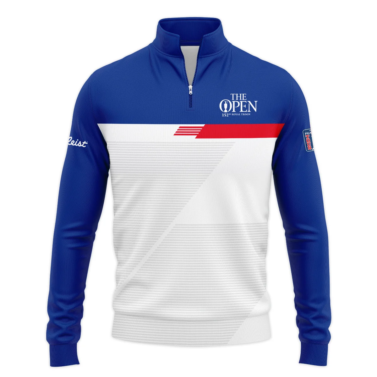 152nd Open Championship Golf Blue Red White Line Pattern Background Titleist Performance Quarter Zip Sweatshirt With Pockets All Over Prints HOTOP260624A01TLTS