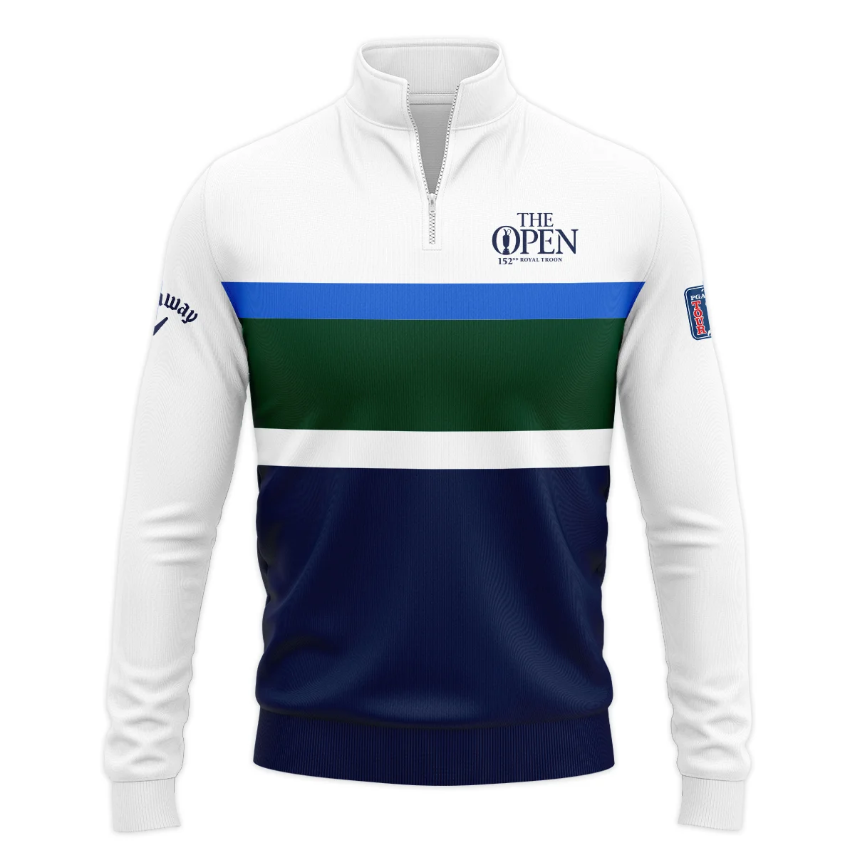 White Blue Green Background Callaway 152nd Open Championship Quarter-Zip Jacket All Over Prints HOTOP270624A01CLWSWZ