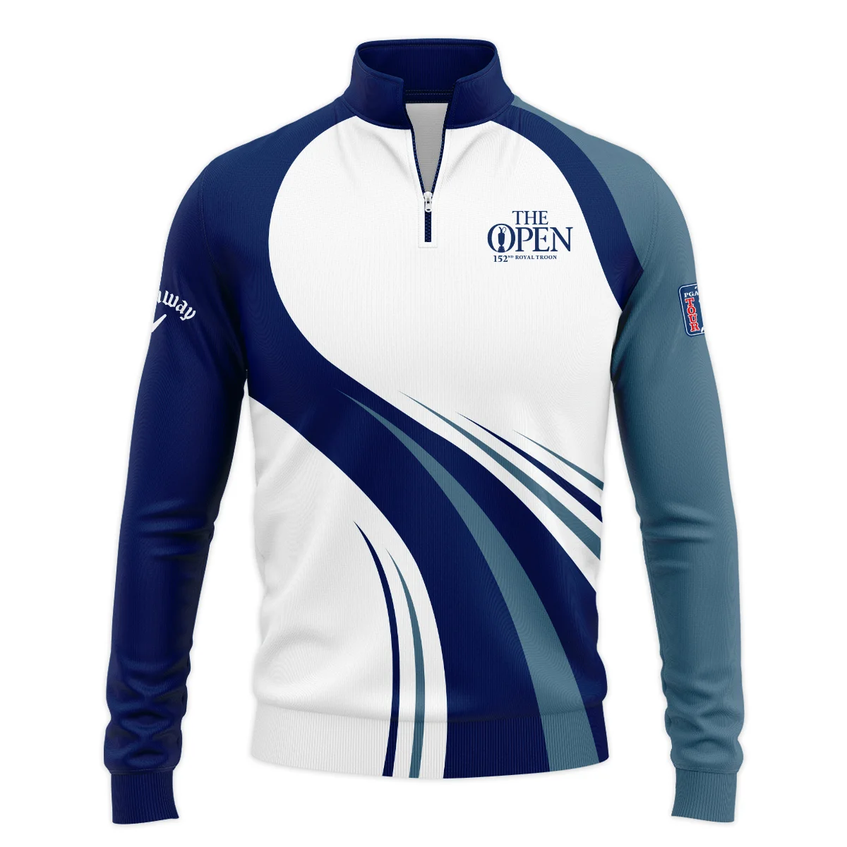 152nd Open Championship Callaway White Mostly Desaturated Dark Blue Performance Quarter Zip Sweatshirt With Pockets All Over Prints HOTOP270624A02CLWTS