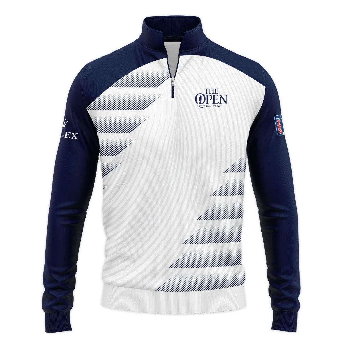 Rolex 152nd Open Championship Blue White Line Pattern Quarter-Zip Jacket All Over Prints HOTOP280624A02ROXSWZ