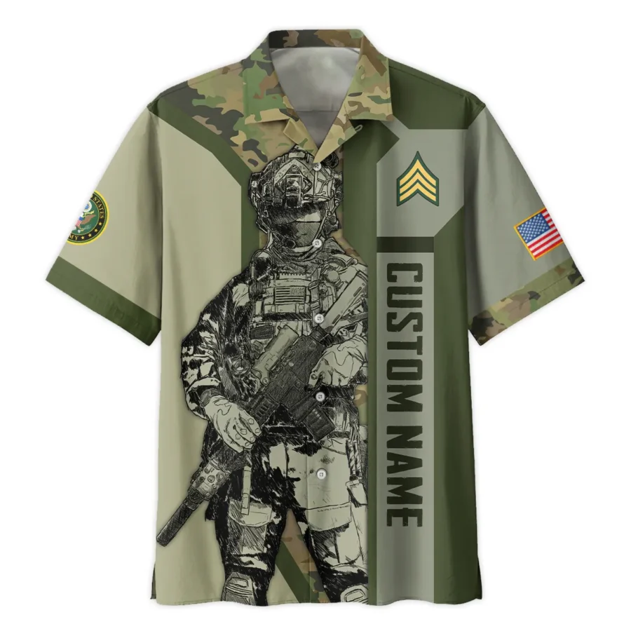 Custom Rank And Name U.S. Army Veterans Oversized Hawaiian Shirt All Over Prints Gift Loves