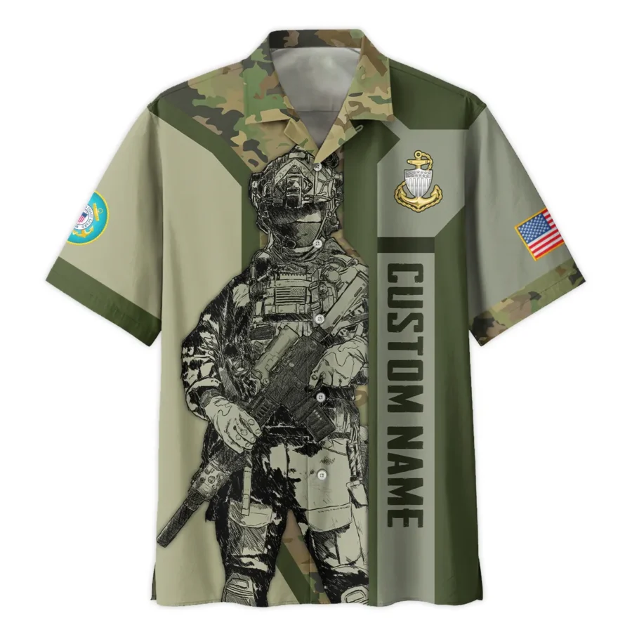 Custom Rank And Name U.S. Coast Guard Veterans Oversized Hawaiian Shirt All Over Prints Gift Loves