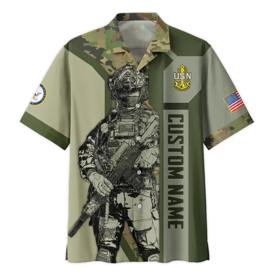 Custom Rank And Name U.S. Navy Veterans Oversized Hawaiian Shirt All Over Prints Gift Loves