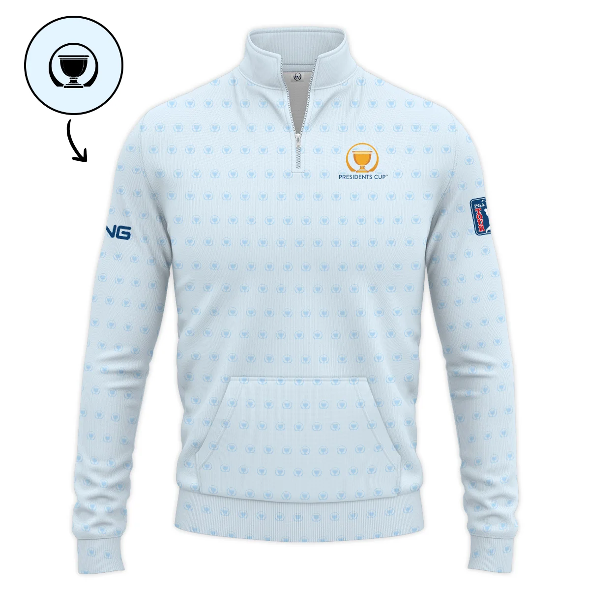 Presidents Cup Light Blue Golf Purple Patern Background Ping Zipper Hoodie Shirt Style Classic