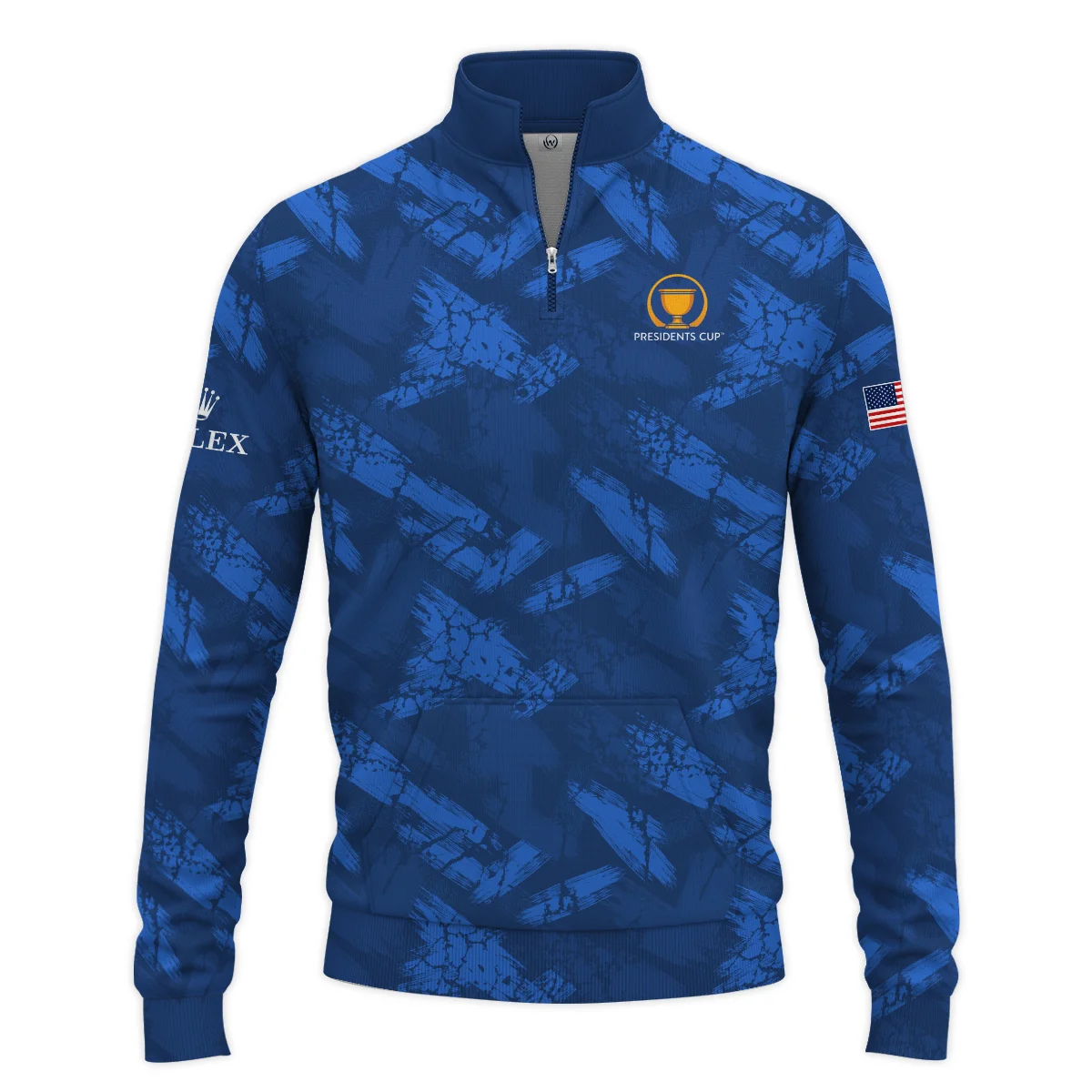 Golf Dark Blue With Grunge Pattern Presidents Cup Rolex Performance Quarter Zip Sweatshirt With Pockets All Over Prints HOPDC210624A01ROXTS