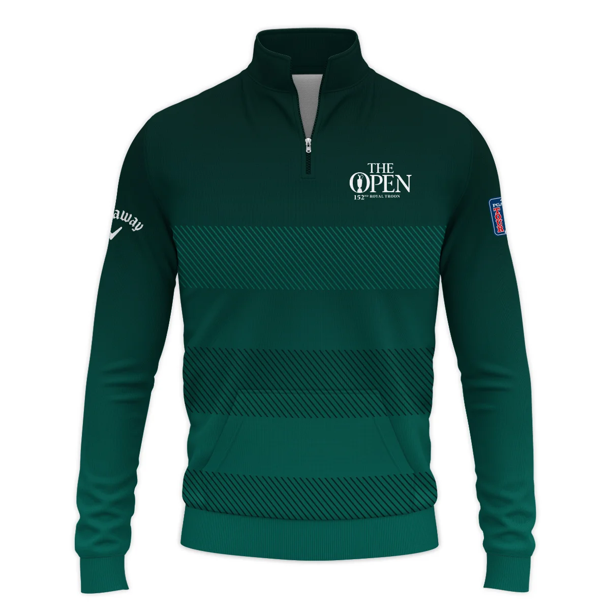 152nd Open Championship Callaway Dark Green Gradient Line Pattern Performance Quarter Zip Sweatshirt With Pockets All Over Prints HOTOP280624A01CLWTS