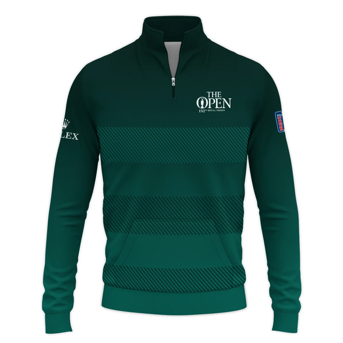 152nd Open Championship Rolex Dark Green Gradient Line Pattern Performance Quarter Zip Sweatshirt With Pockets All Over Prints HOTOP280624A01ROXTS