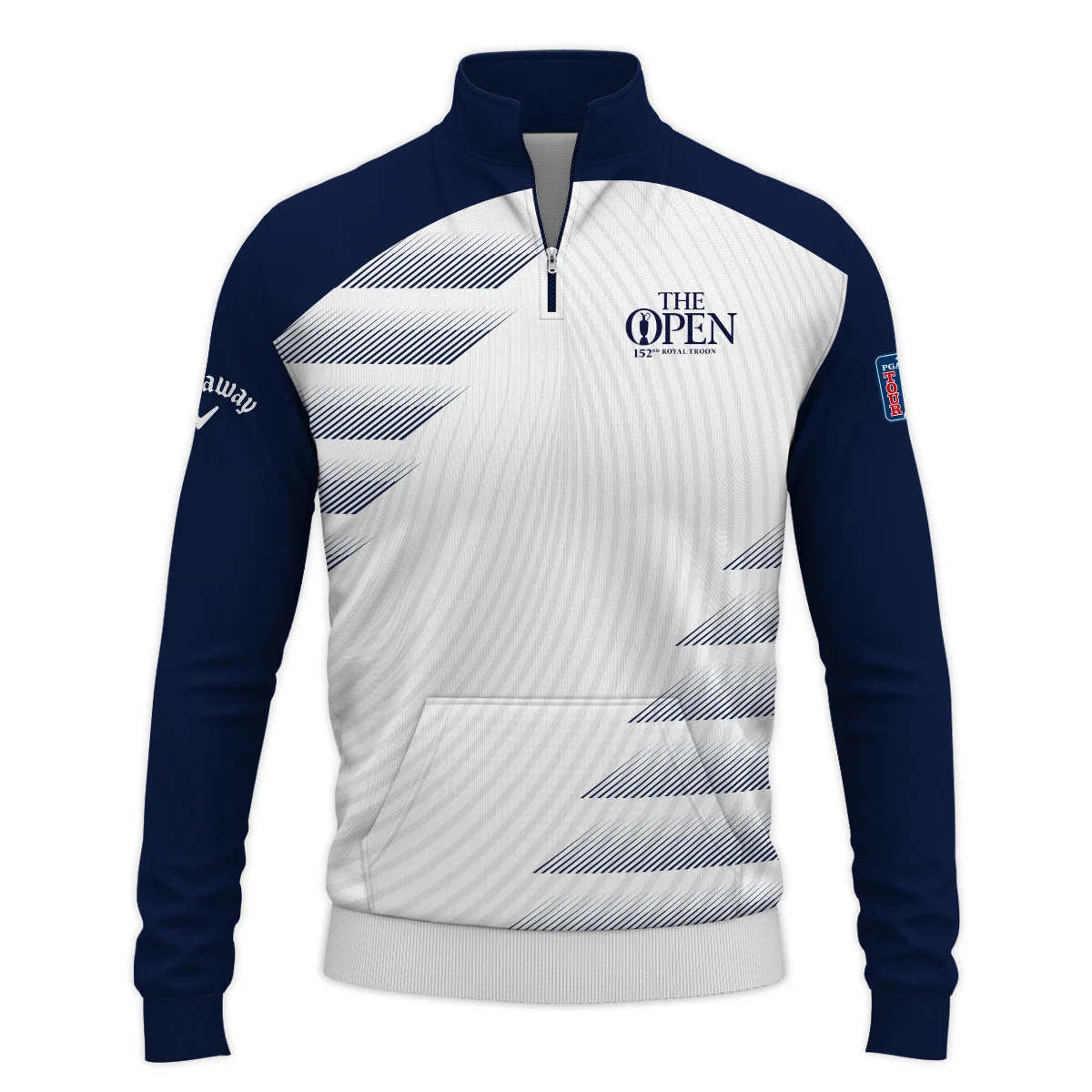 Callaway 152nd Open Championship Blue White Line Pattern Performance Quarter Zip Sweatshirt With Pockets All Over Prints HOTOP280624A02CLWTS