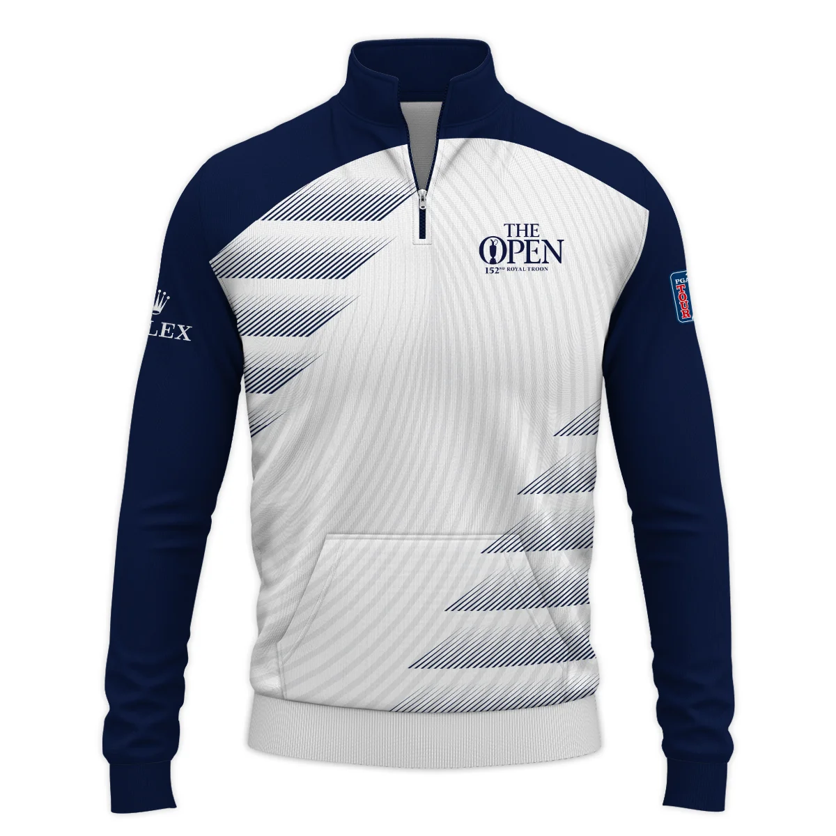Rolex 152nd Open Championship Blue White Line Pattern Performance Quarter Zip Sweatshirt With Pockets All Over Prints HOTOP280624A02ROXTS