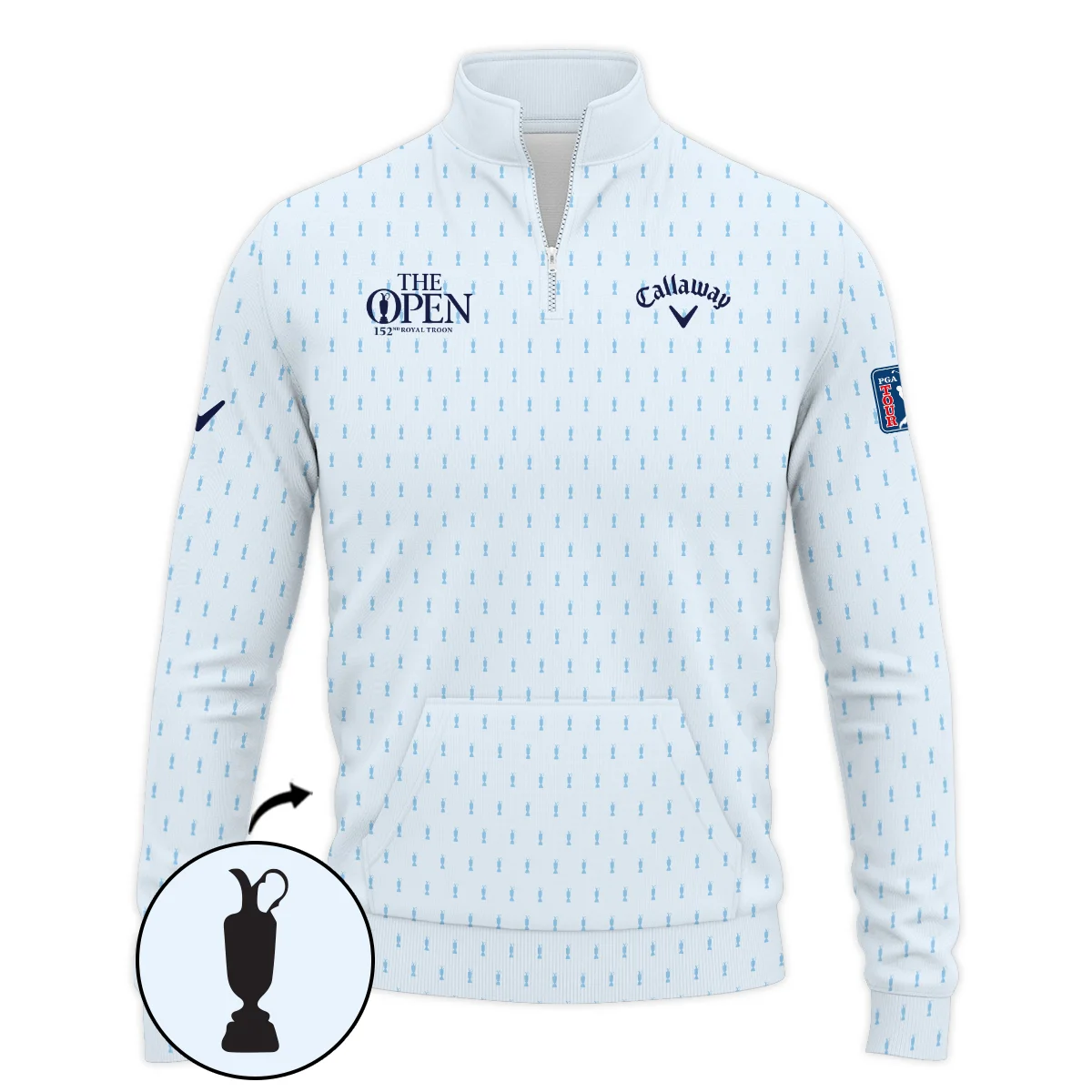 Golf Sport Light Blue Pattern Cup 152nd Open Championship Callaway Performance Quarter Zip Sweatshirt With Pockets All Over Prints QTTOP160624A01CLWQZS