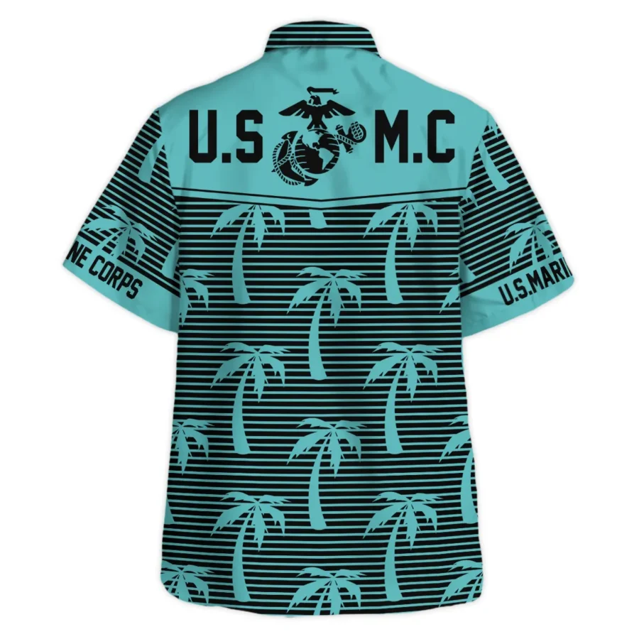 Hawaii Palm Tree Pattern Summer Beach Shirt Veteran U.S. Marine Corps All Over Prints Oversized Hawaii Palm Treean Shirt