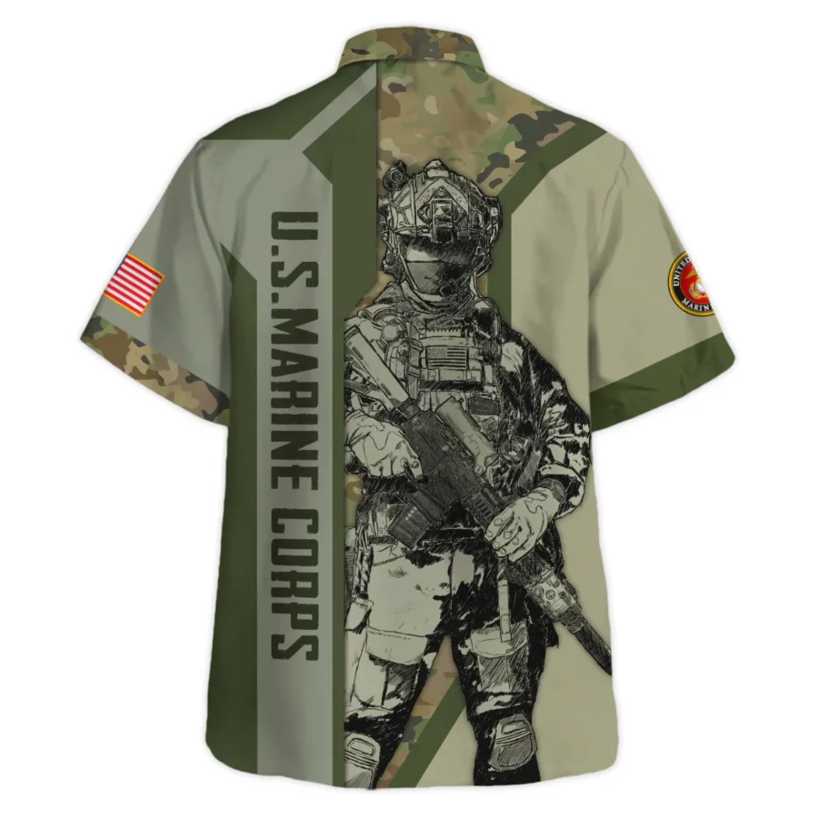 Custom Rank And Name U.S. Marine Corps Veterans Oversized Hawaiian Shirt All Over Prints Gift Loves