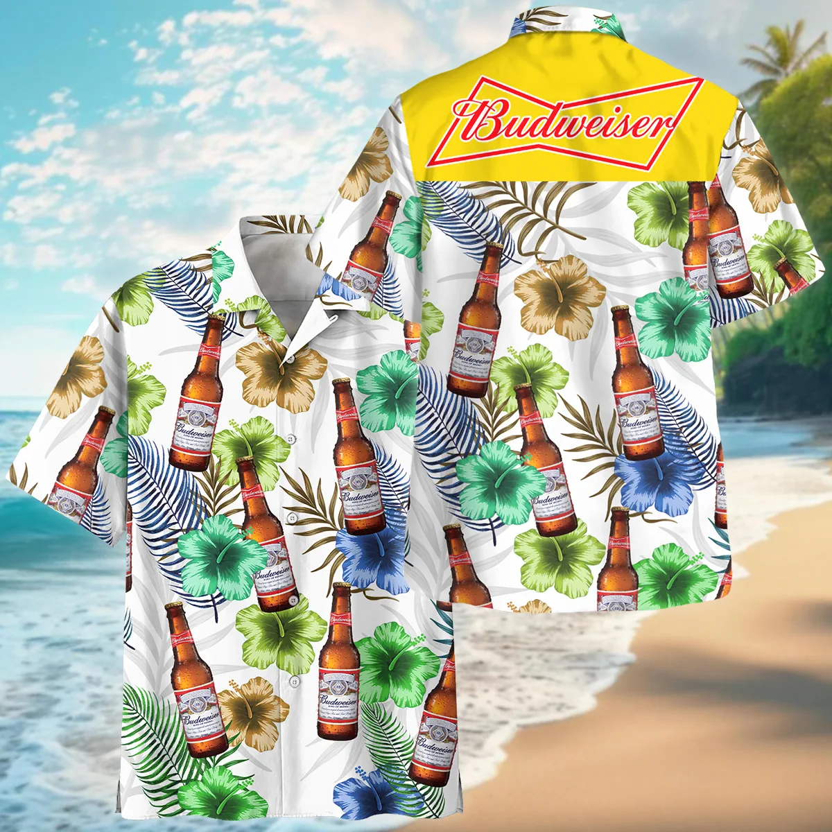 Hawaii Tropical Pattern Bud Light Beer Lovers Oversized Hawaiian Shirt All Over Prints Gift Loves BLB240624A02BLHW