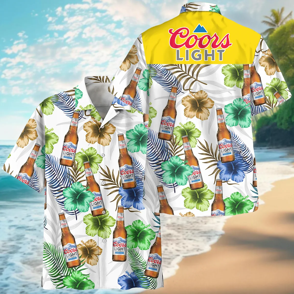 Hawaii Tropical Pattern Coors Light Beer Lovers Oversized Hawaiian Shirt All Over Prints Gift Loves BLB240624A02CLHW