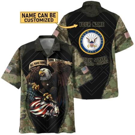 All Gave Some Duty Honor Country Custom Name U.S. Navy All Over Prints Oversized Hawaiian Shirt