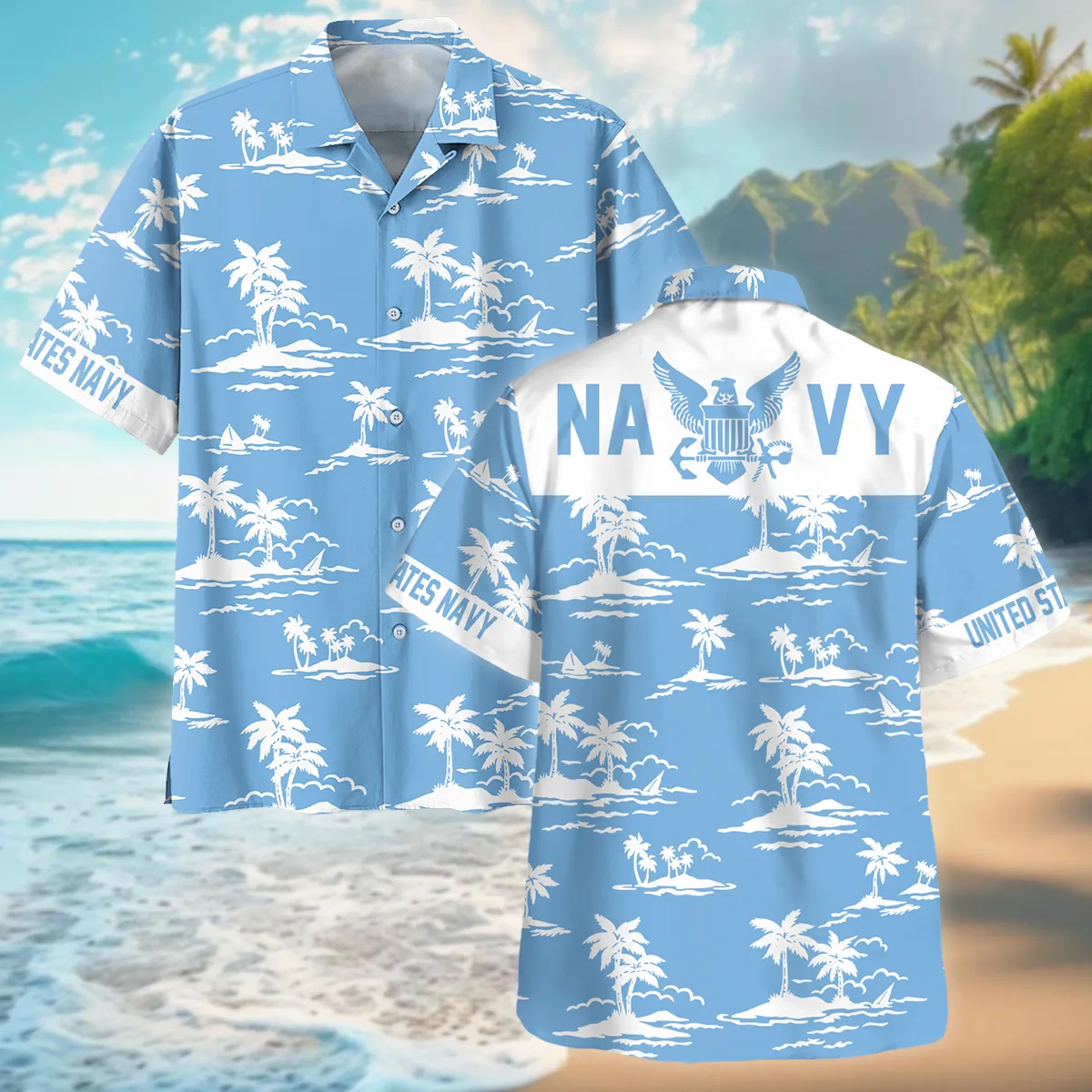 Hawaii Pattern Summer Beach Shirt Veteran U.S. Navy All Over Prints Polo Shirt