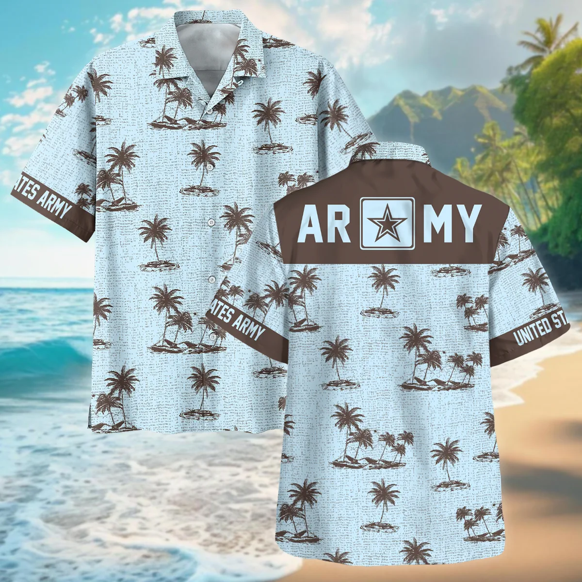Hawaii Pattern Summer Beach Shirt Veteran U.S. Army All Over Prints Polo Shirt