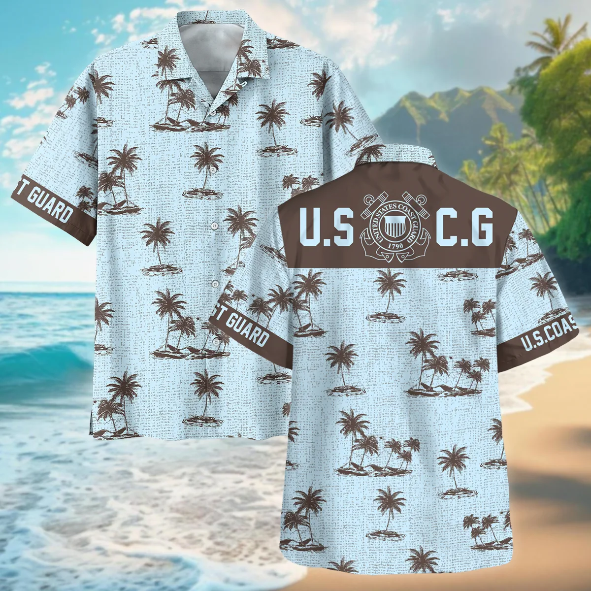 Hawaii Style Pattern U.S. Coast Guard Premium T-Shirt All Over Prints Gift Loves