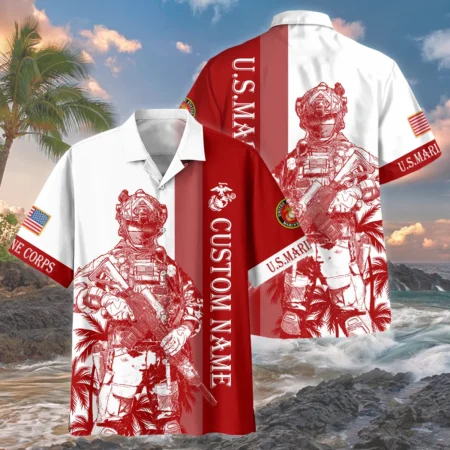 Custom Name United States Armed Forces U.S. Marine Corps Oversized Hawaiian Shirt All Over Prints Gift Loves HBLVTR070624A04MCHW