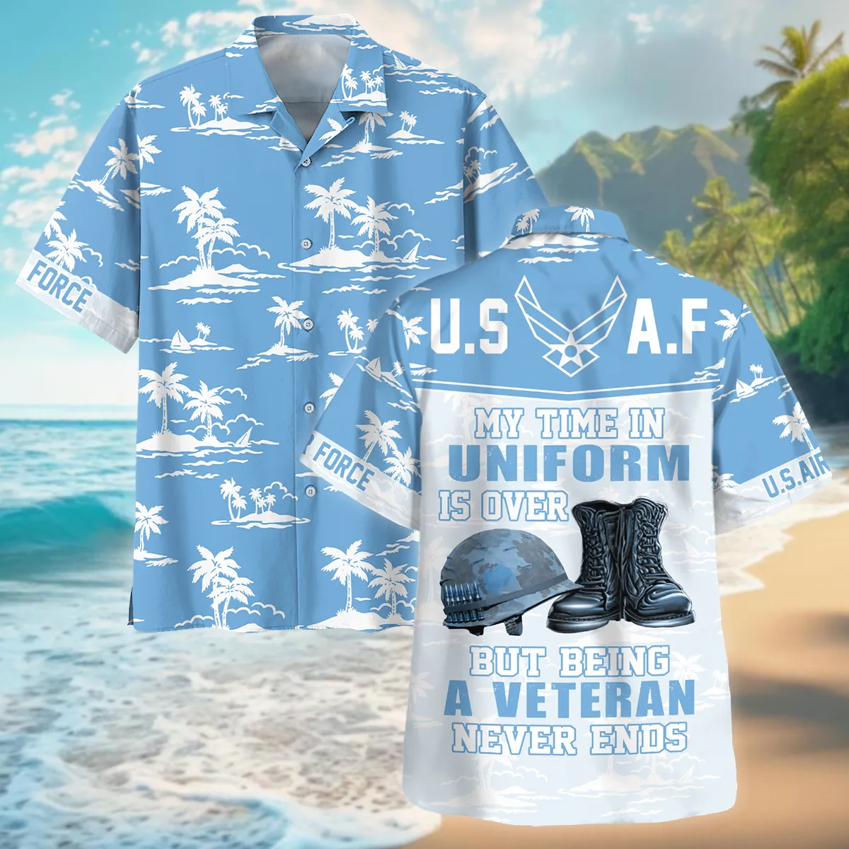 Hawaii Pattern Summer Beach Shirt Veteran U.S. Air Force All Over Prints Polo Shirt