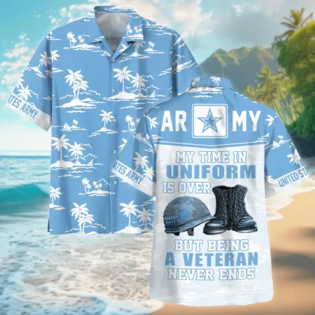 Hawaii Pattern Summer Beach Shirt Veteran U.S. Army All Over Prints Oversized Hawaiian Shirt