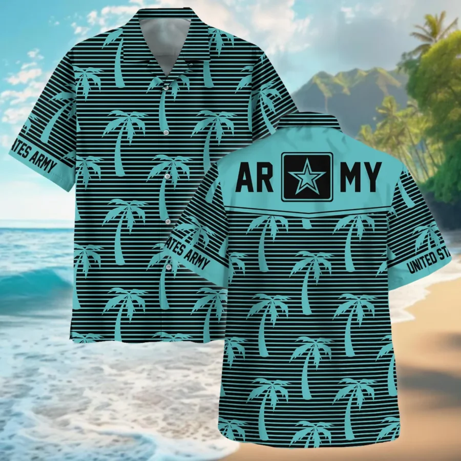 Hawaii Palm Tree Pattern Summer Beach Shirt Veteran U.S. Army All Over Prints Oversized Hawaii Palm Treean Shirt