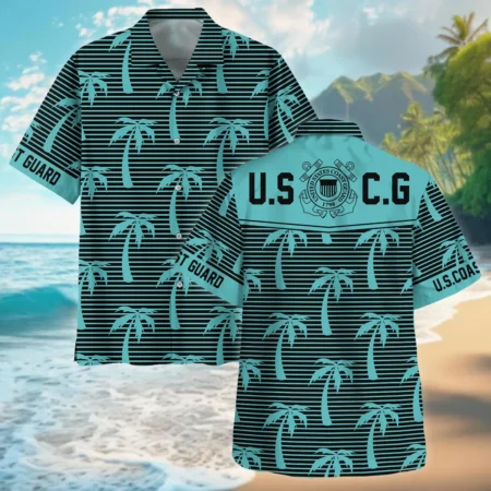 Hawaii Palm Tree Pattern Summer Beach Shirt Veteran U.S. Coast Guard All Over Prints Oversized Hawaii Palm Treean Shirt
