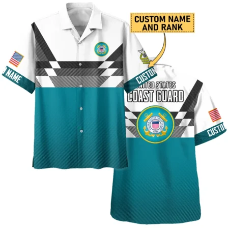 Custom Rank And Name U.S. Coast Guard Veterans Oversized Hawaiian Shirt All Over Prints Gift Loves