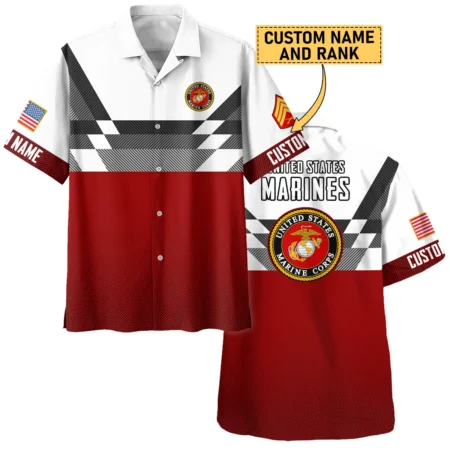 Custom Rank And Name U.S. Marine Corps Veterans Oversized Hawaiian Shirt All Over Prints Gift Loves