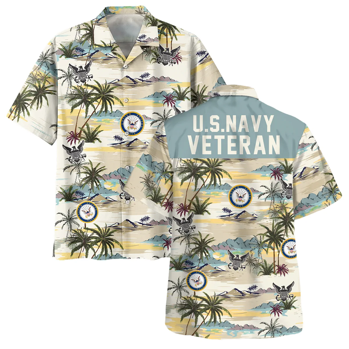 Hawaii Pattern Summer Beach Shirt Veteran U.S. Navy All Over Prints Polo Shirt