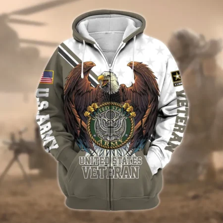 U.S. Army Veteran All Over Prints Zipper Hoodie Shirt Retirees Uniform Appreciation QT1906AMA106