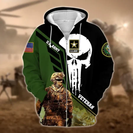 U.S. Army Veteran All Over Prints Zipper Hoodie Shirt Some Gave All Patriotic Attire QT1906AMA135