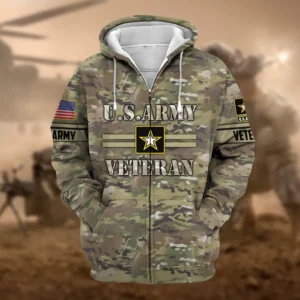 U.S. Army Veteran All Over Prints Zipper Hoodie Shirt All Gave Some Patriotic Attire QT1906AMA4