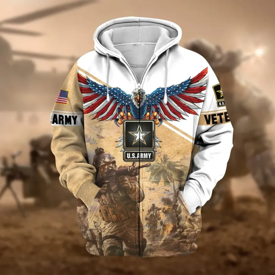 U.S. Army Veteran All Over Prints Zipper Hoodie Shirt All Gave Some Patriotic Attire QT1906AMA7