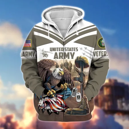 U.S. Army Veteran All Over Prints Zipper Hoodie Shirt Retirees Uniform Appreciation QT1906AMA114