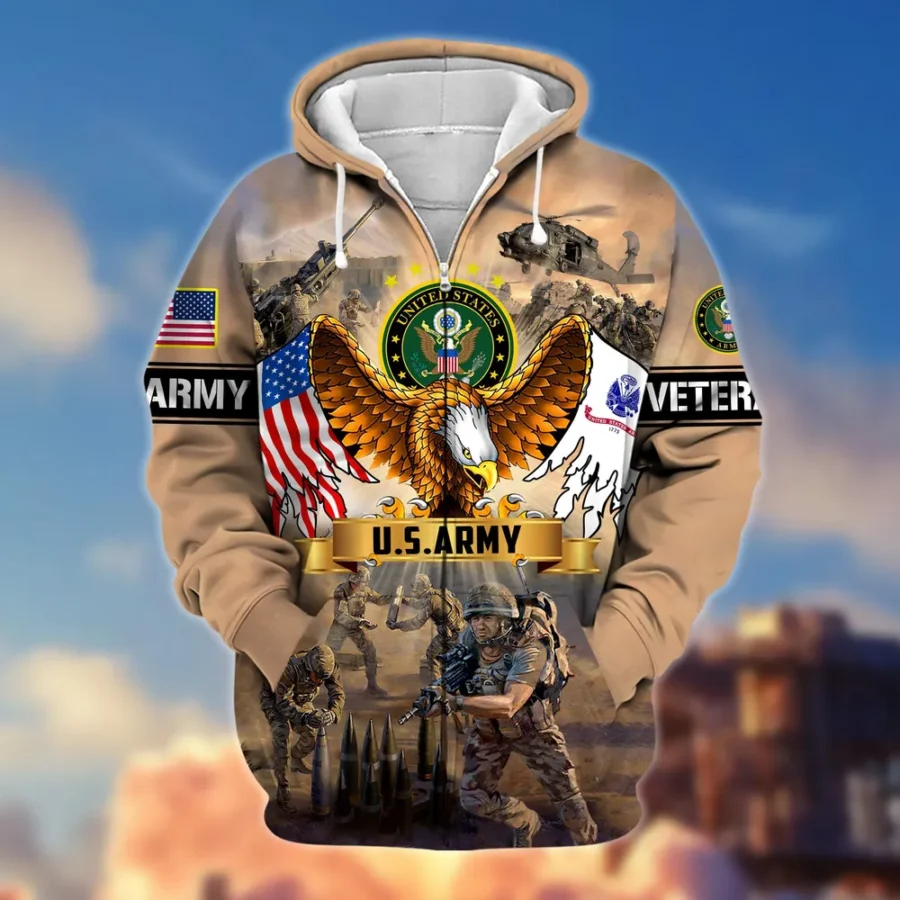 U.S. Army Veteran All Over Prints Zipper Hoodie Shirt All Gave Some Patriotic Attire QT1906AMA9
