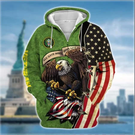 U.S. Army Veteran All Over Prints Zipper Hoodie Shirt Some Gave All Patriotic Attire QT1906AMA117