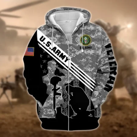 U.S. Army Veteran All Over Prints Zipper Hoodie Shirt Military Veterans Patriotic Attire QT1906AMA43