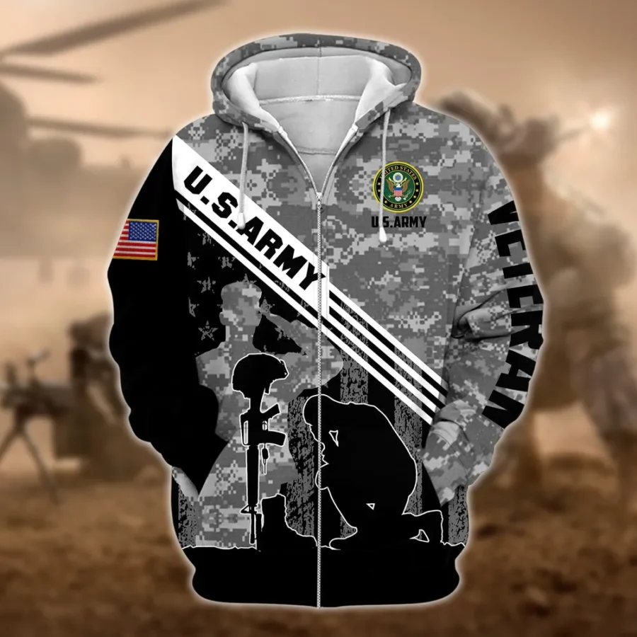 U.S. Army Veteran All Over Prints Zipper Hoodie Shirt All Gave Some Patriotic Attire QT1906AMA13