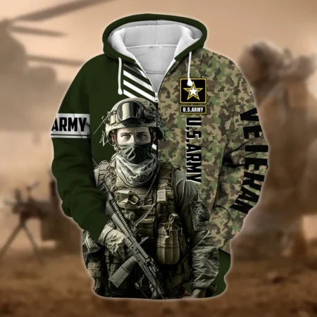 U.S. Army Veteran All Over Prints Zipper Hoodie Shirt Retirees Uniform Appreciation QT1906AMA104