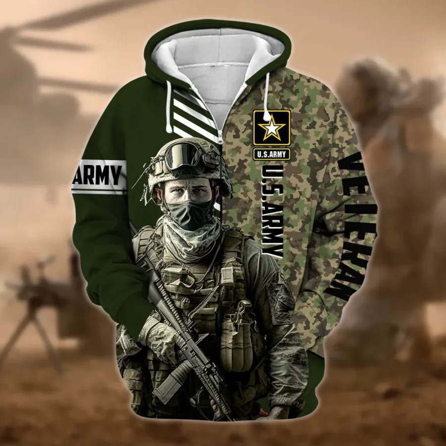 U.S. Army Veteran All Over Prints Zipper Hoodie Shirt All Gave Some Patriotic Attire QT1906AMA14