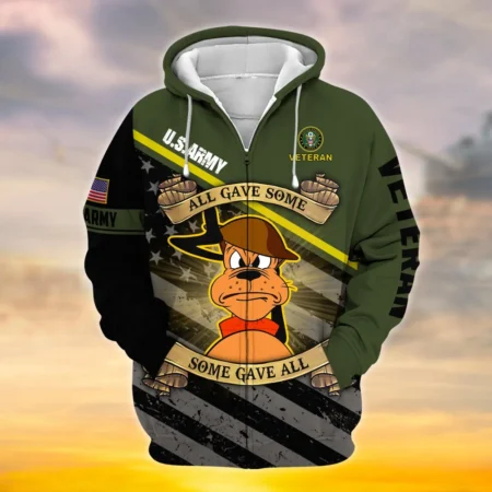 U.S. Army Veteran All Over Prints Zipper Hoodie Shirt All Gave Some Patriotic Attire QT1906AMA12