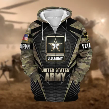 U.S. Army Veteran All Over Prints Zipper Hoodie Shirt All Gave Some Patriotic Attire QT1906AMA6