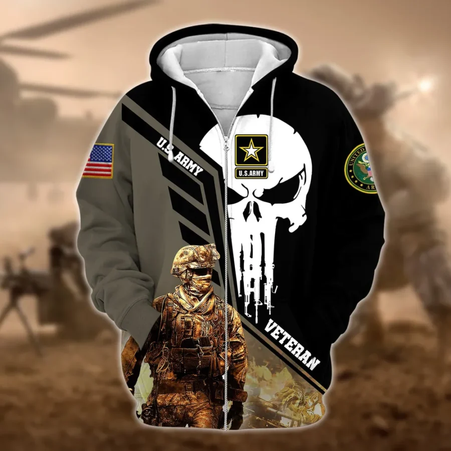 U.S. Army Veteran All Over Prints Zipper Hoodie Shirt All Gave Some Patriotic Attire QT1906AMA18