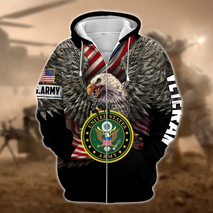 U.S. Army Veteran All Over Prints Zipper Hoodie Shirt All Gave Some Patriotic Attire QT1906AMA19